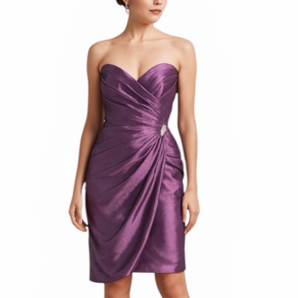 Sophia Tolli Amethyst Iridescent Strapless Corset Back Dress New with Tags Sz 10